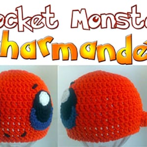 Charmander Pokemon Inspired Crochet Beanie Earflap Hat Pattern ALL sizes Infant Baby Child Youth Teen/Adult image 1