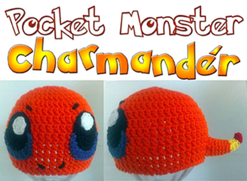 Charmander Pokemon Inspired Crochet Beanie Earflap Hat Pattern ALL sizes Infant Baby Child Youth Teen/Adult image 1