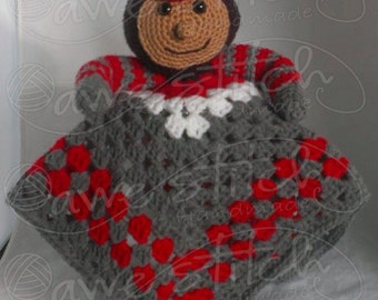 Ohio State Buckeye Brutus INSPIRED Crochet Lovey Pattern Instant Download Blanket Blankie Blankey Security Stuffie OSU