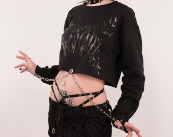 Black or pink Hardcore Opossum Chain Crop Top