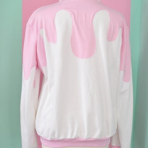 White fairy kei pullover with pink sauce image 2