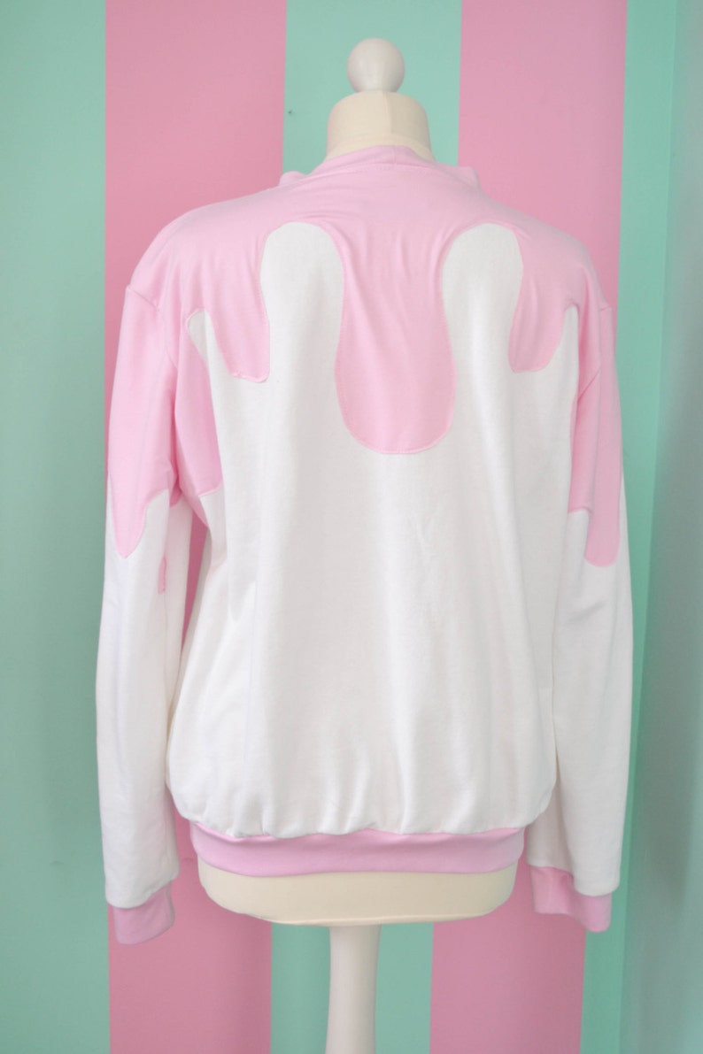 White fairy kei pullover with pink sauce image 2