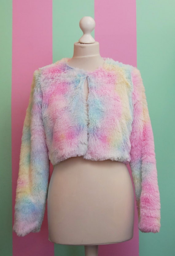 Pastel faux fur best sale jacket