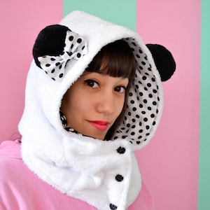 Sweet fluffy panda hood image 1