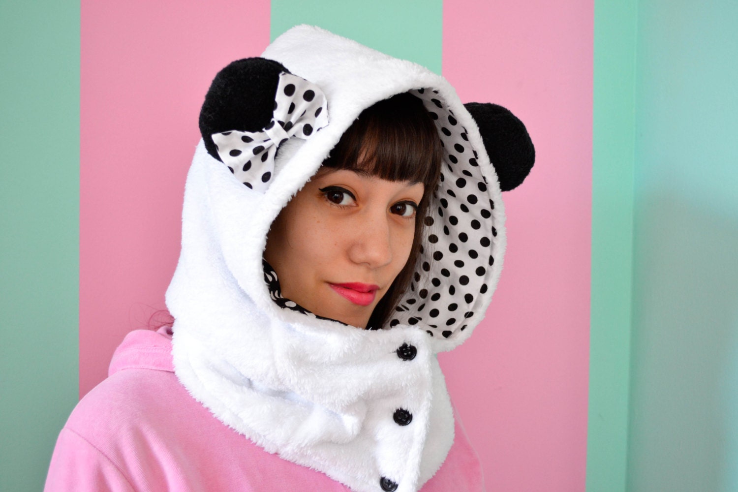 Sweet fluffy panda hood