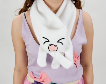 Kawaii white or black Cat Scarf