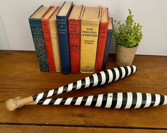 Vintage Wooden Striped Juggling Gymnastics Calisthenics Clubs Pins