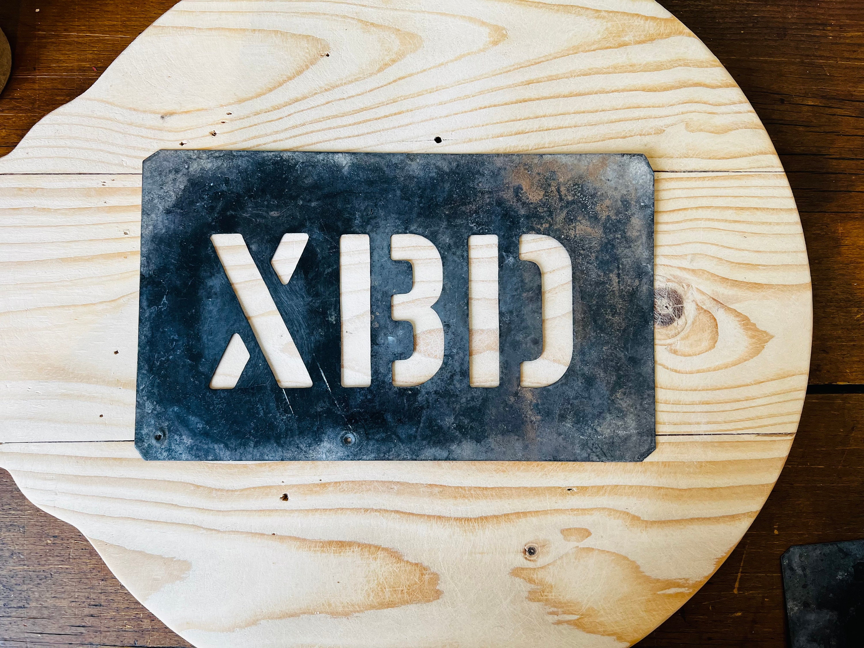 Vintage Metal Wool Bale / Farm Stencil XBD