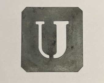 Vintage Metal Wool Bale / Farm Stencil “U” 9cm x 8.5cm