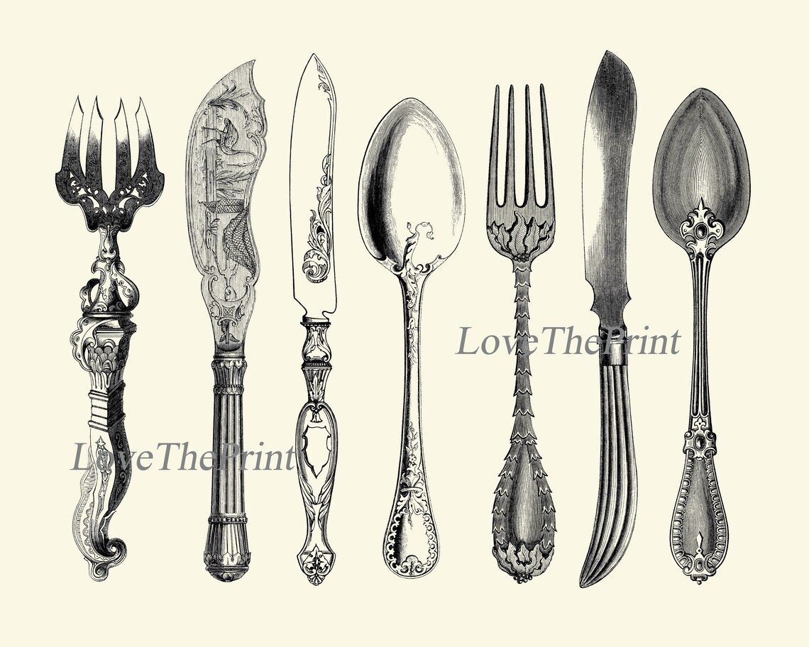 Kitchen Utensils Wall Art Print SET of 2 Art Prints Beautiful Etsy