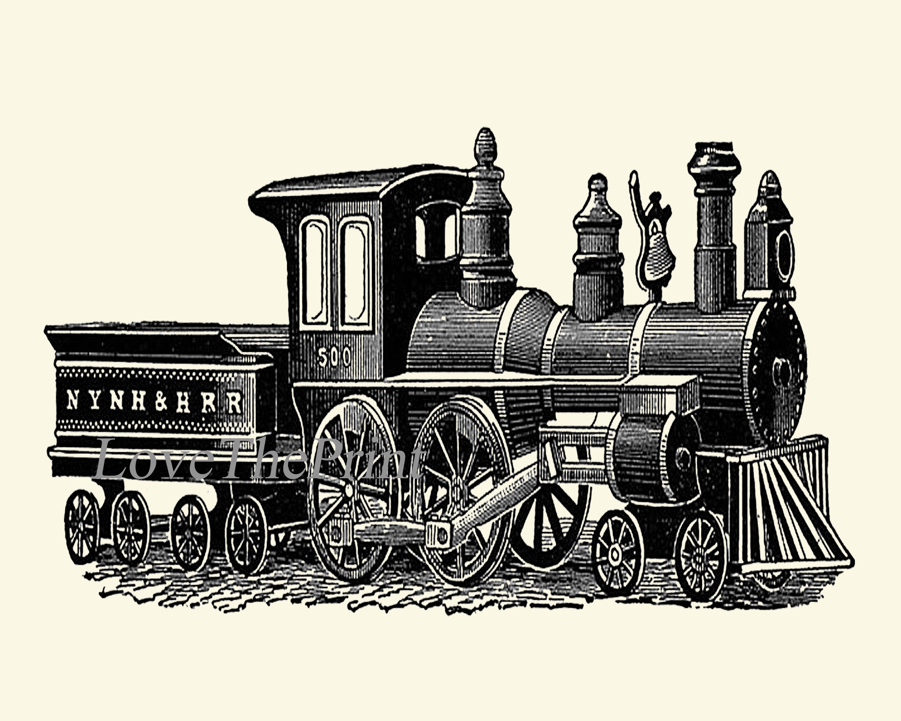 Antique Train Print Set of 12 Wall Art Beautiful Vintage Etsy