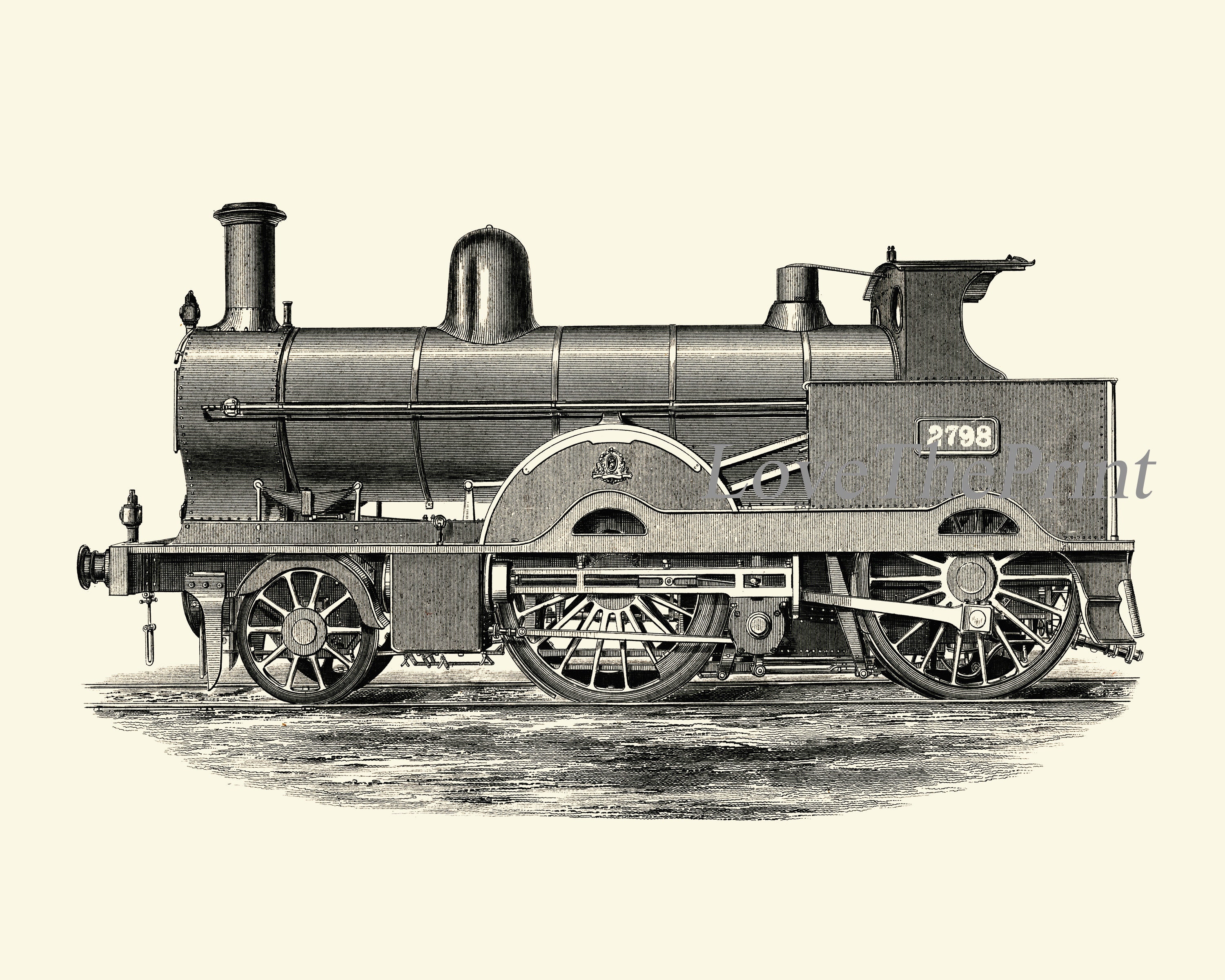 Vintage Train Print SET of 4 Art Prints Antique Locomotive | Etsy