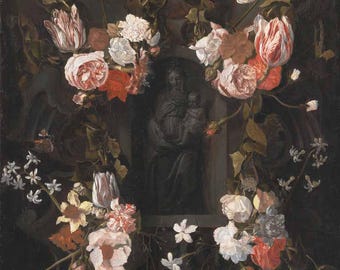 Pintura antigua de rosas coral melocotón, impresión artística de pared, estilo gótico victoriano, romántico, para dormitorio, comedor, sala de estar, decoración del hogar, descarga para enmarcar (PTF5)