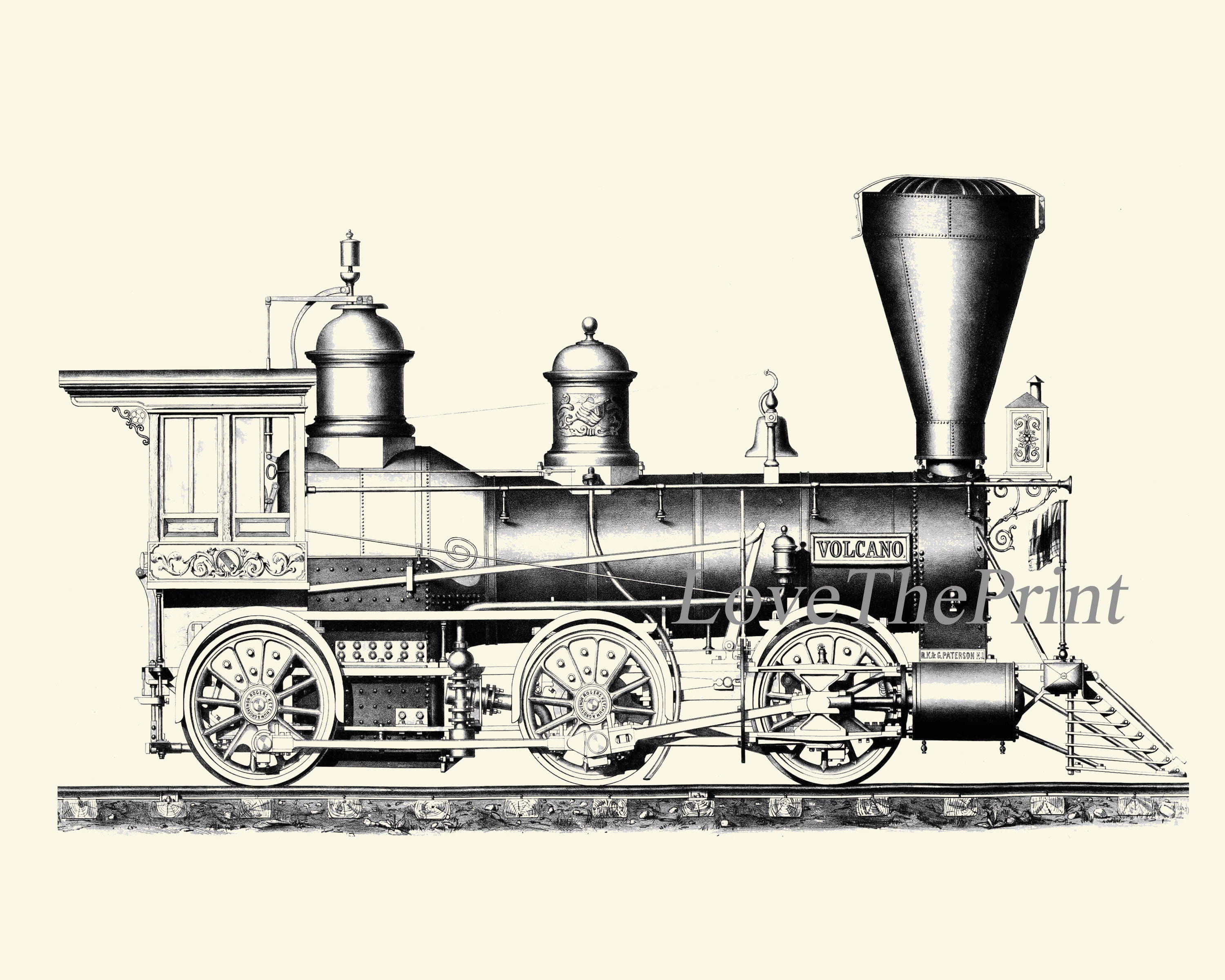 Vintage Train Locomotive Wall Art Print Set of 2 Antique | Etsy