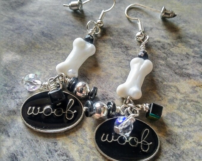 Dog Bone Earrings Dog Beads Dog Theme Earrings Dog Lovers Earrings Bone