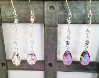 Swarovski Drop crystal earrings; crystal teardrop earrings; pear crystal dangle earrings; wedding earrings; bridal earrings;crystal dangles