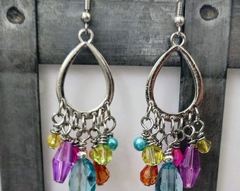 Summer dangle earrings; spring earrings; crystal dangle earrings