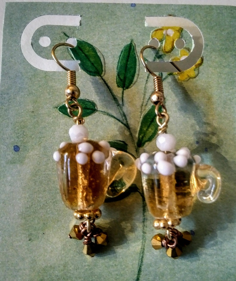 Paddy's Earrings Irish Beer Earrings Mug of Beer Earrings Green Beer