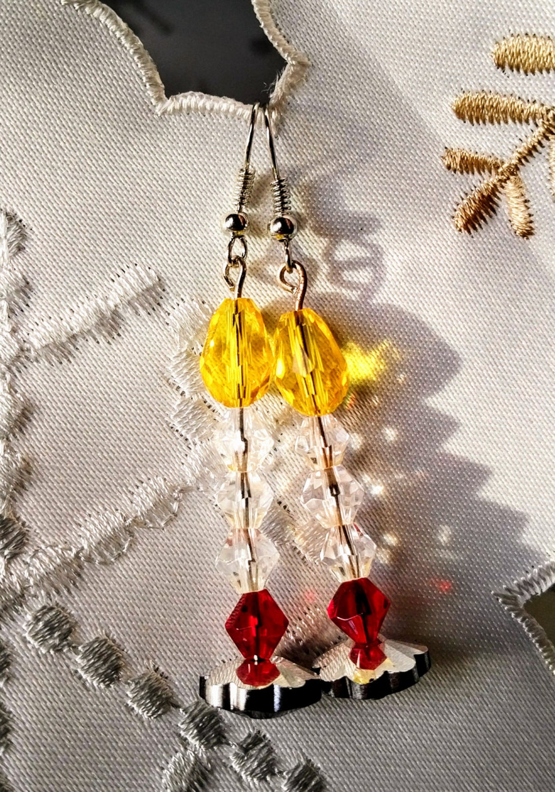 Candle Earrings Candlestick Beaded Earrings Christmas Candle Earrings