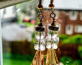 Swarovski Crystal Angel Earrings, Goldtone Religious Jewelry