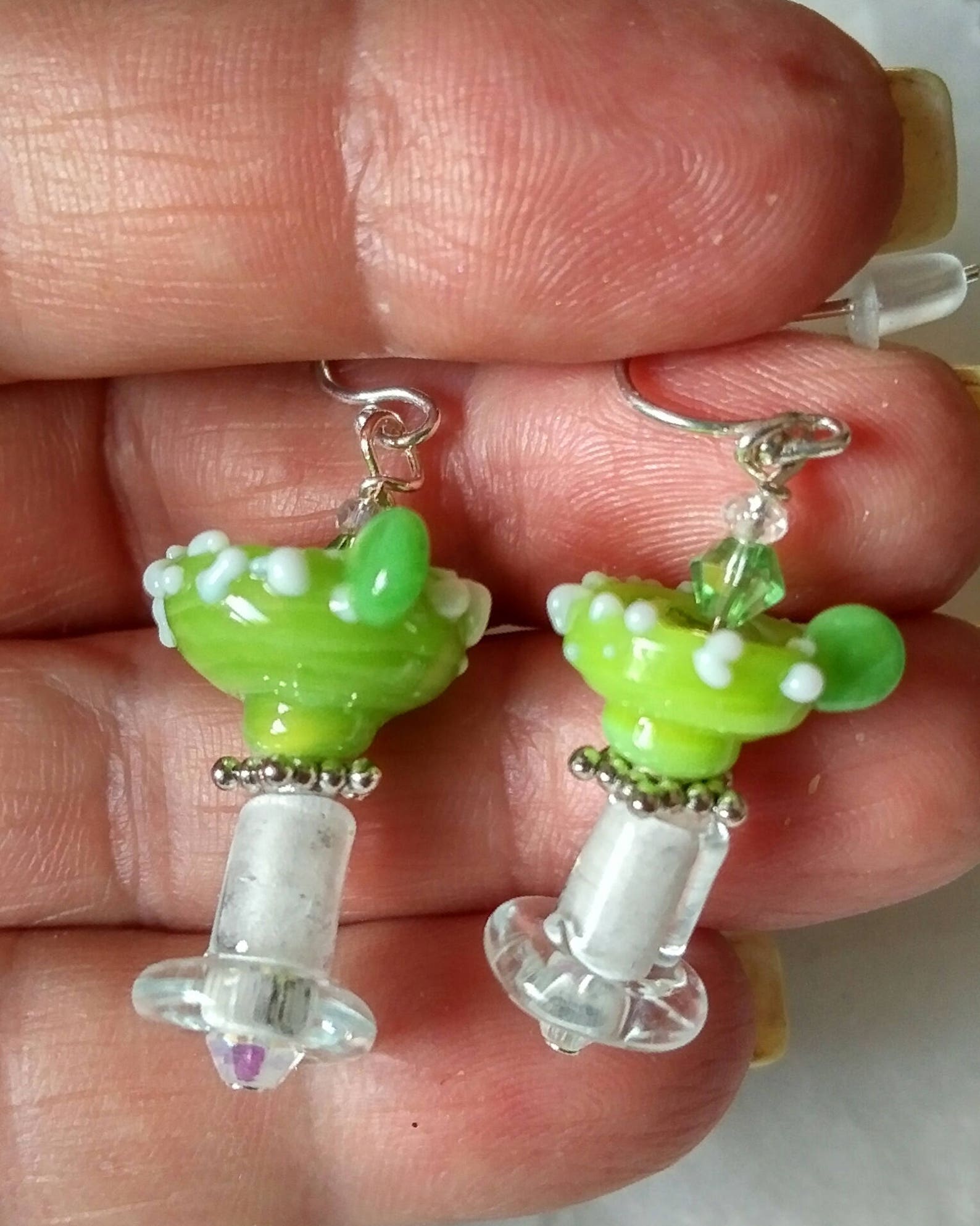 Margarita Earrings Cocktail Beaded Earrings Cocktail Lamp Work Bead