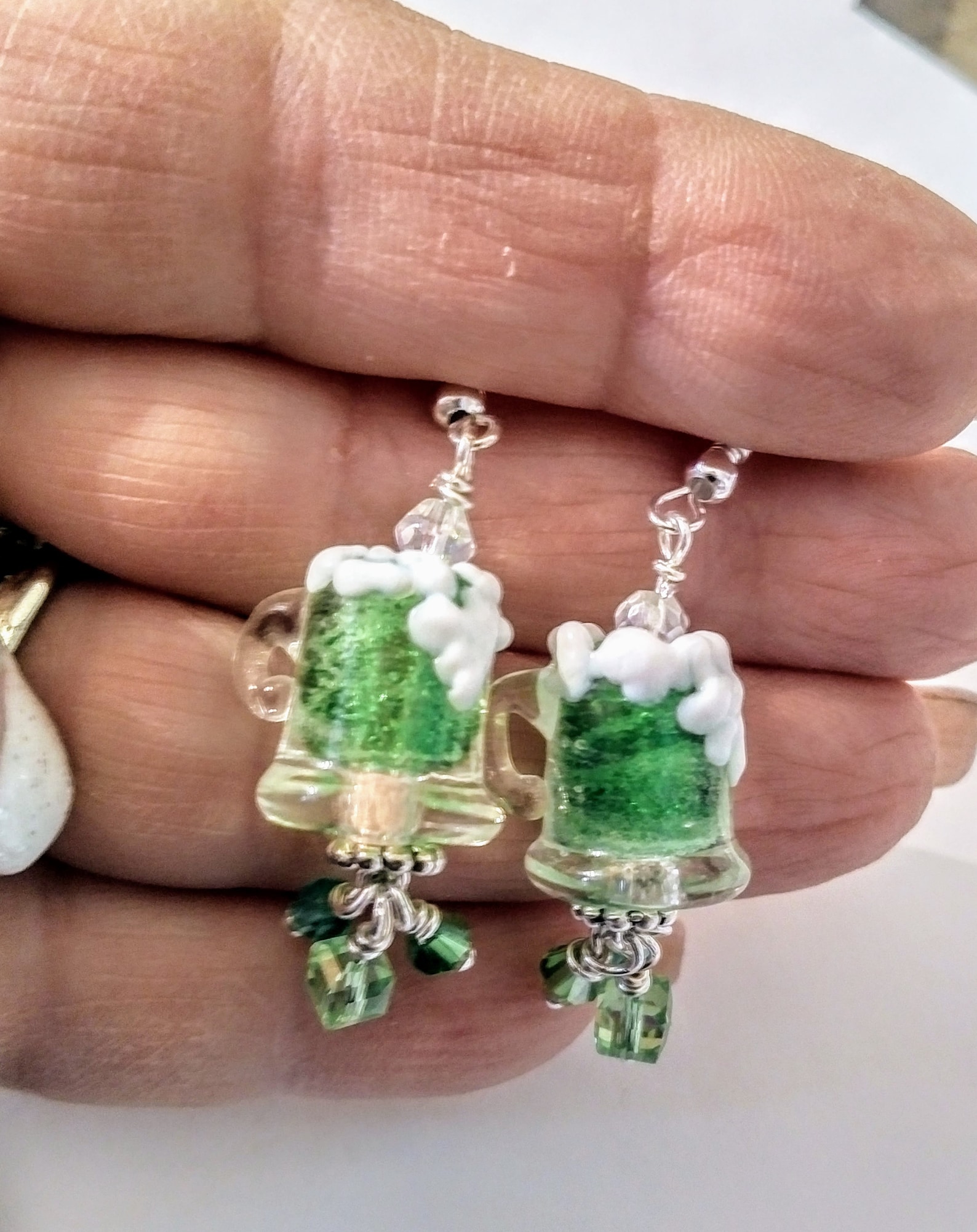 Paddy's Earrings Irish Beer Earrings Mug of Beer Earrings Green Beer