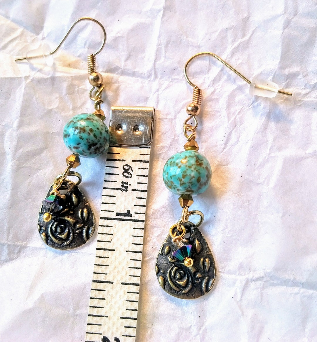 Turquoise Charm Earrings Turquoise Earrings Turquoise Gold Earrings ...