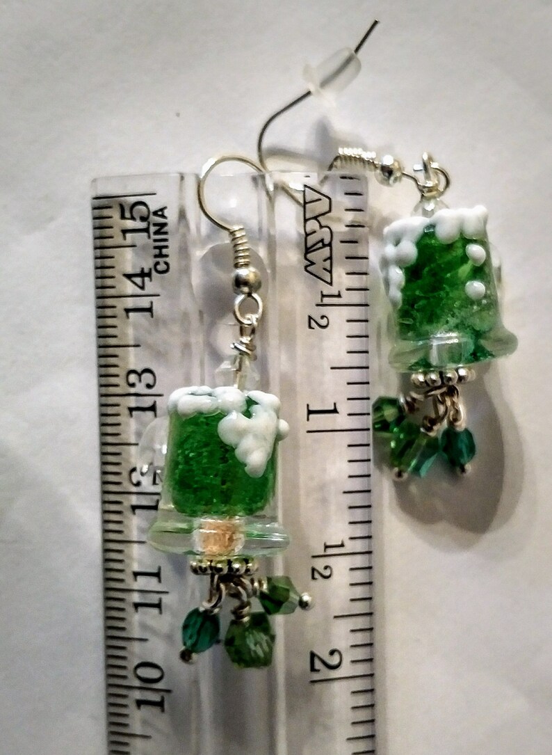 Paddy's Earrings Irish Beer Earrings Mug of Beer Earrings Green Beer