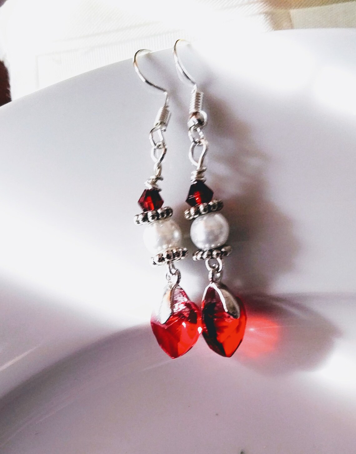 Valentine Heart Beaded Earrings Heart Earrings Crystal Heart - Etsy