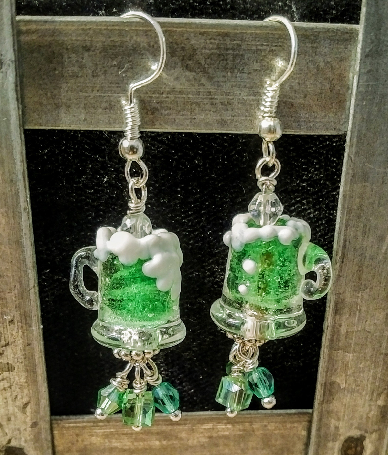 Paddy's Earrings Irish Beer Earrings Mug of Beer Earrings Green Beer