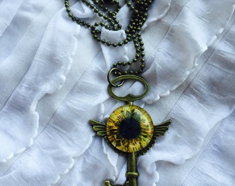 Dragon Eye, Dungeons and Dragons, Daenuys Targayen, Winged Skeleton Key, Fantasy, Goth Necklace