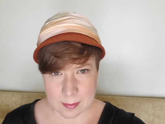 Vintage Wool Hat - 1960s - Orange Blush Pink Hat … - image 3