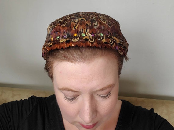 Vintage Pheasant Feather Cocktail Hat - Pheasant … - image 3