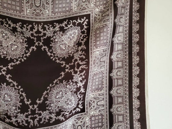 Vintage Brown and White Square Scarf - image 1