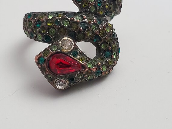 Vintage Kenneth Jay Lane Snake Ring - Signed Gree… - image 6