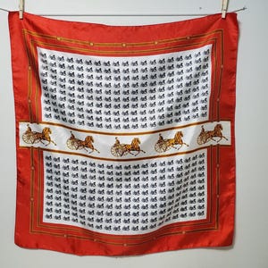 Vintage Square Scarf - Horse and Buggy / Carriage