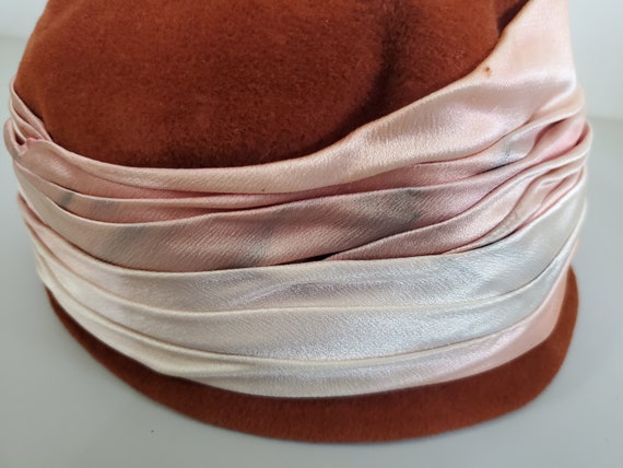 Vintage Wool Hat - 1960s - Orange Blush Pink Hat … - image 10