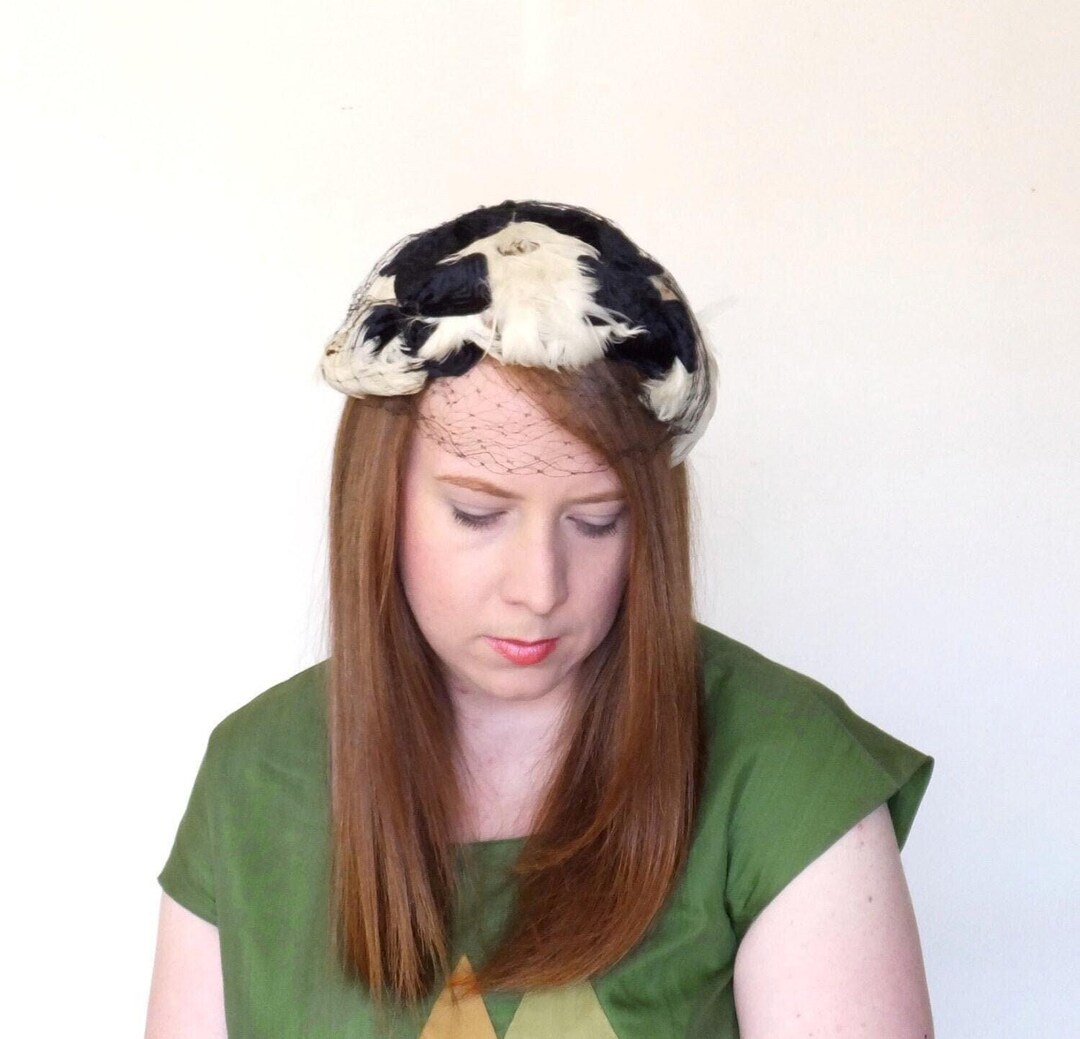 Gorgeous Vintage Feathered Cocktail Hat - 1950s 1960s - Etsy display picture 3