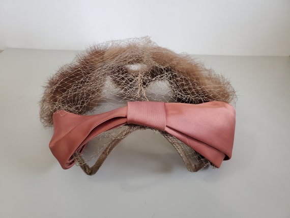 Vintage Union Made Fur Hat with Silk Bow - Light … - image 6