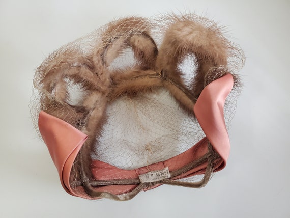 Vintage Union Made Fur Hat with Silk Bow - Light … - image 8