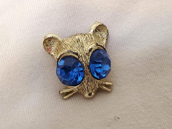 Vintage Tiny Mouse Head Pin - Signed NEMO Rhinest… - image 5