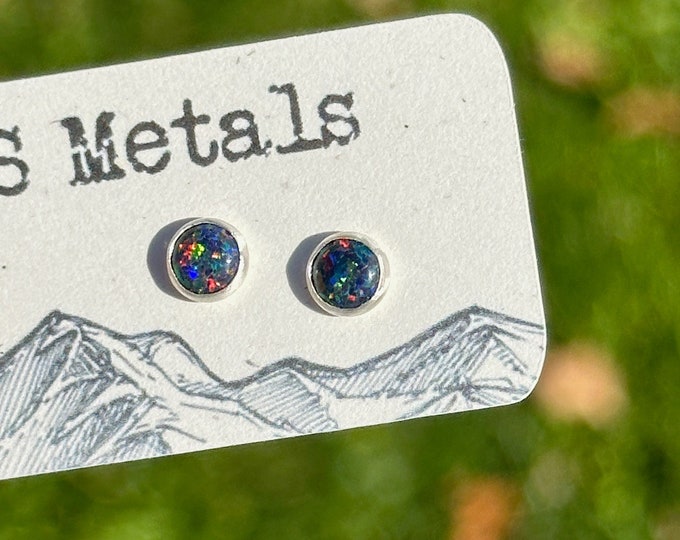 Black Opal Studs Earrings // Black Opals // Stud Earrings