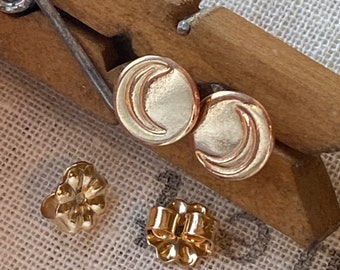 Moon Earrings // Celestial Jewelry // Dainty Moon // Hand Stamped // Stud & Dangles // Silver or Gold