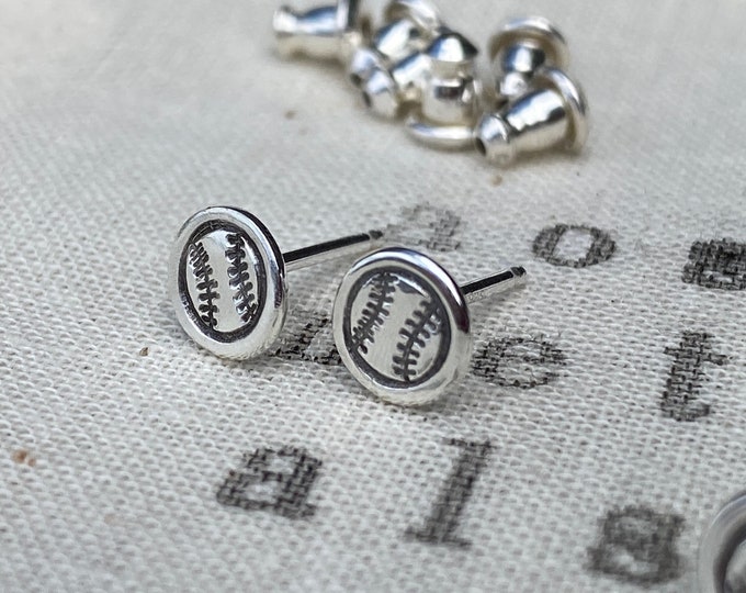 Baseball Stud Earrings // Softball Stud Earring // Sports Jewelry // Sterling Silver Studs // Baseball Mom //