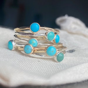 Turquoise Stacking Rings // Turquoise Rings // Sterling Silver Rings ...