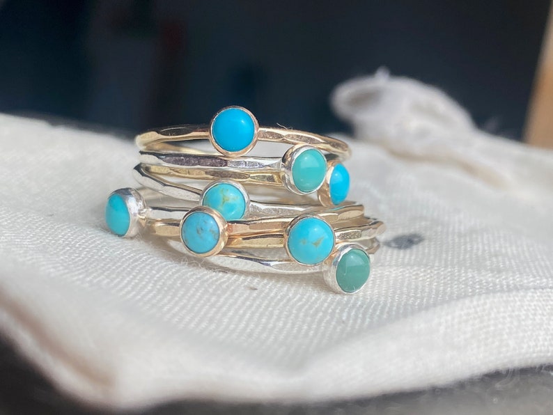 Turquoise Stacking Rings // Turquoise Rings // Sterling Silver Rings ...