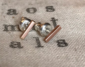Rose Gold Bar Earrings // Rose Gold Stud Earrings // Tiny Earrings // Stick Earrings // Rose Gold