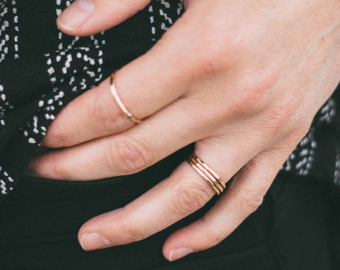 Thin Hammered Gold Stacking Rings // Stacking Rings // Gold Rings // Dainty Rings