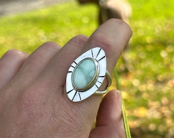Variscite Ring // Statement Ring // large size ring // Variscite Jewelry