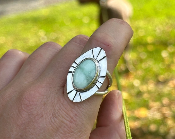 Variscite Ring // Statement Ring // large size ring // Variscite Jewelry